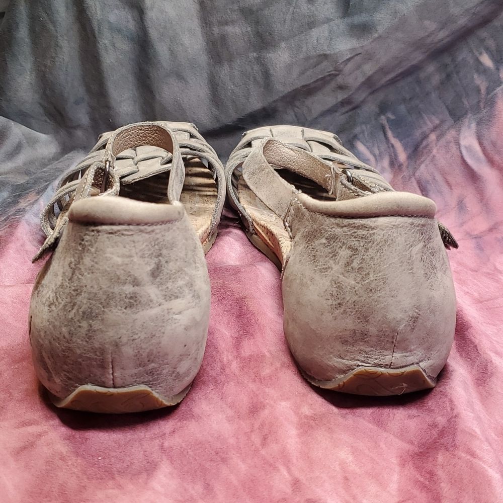 đť…şAHNU | Malini Mesa Taupe Leather Cork Fisherman Sandals Size 8.5 - Picture 6 of 10